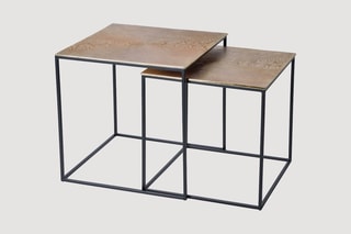 2 tables gigognes Doré et noir