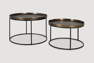 2 tables gigognes - Doré et noir
