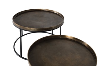 2 tables gigognes - Doré et noir