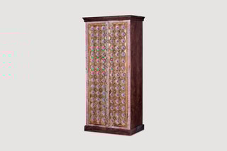 Armoire 2 portes - Naturel et doré