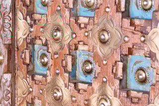 Armoire 2 portes - Naturel et doré