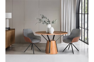 2 chaises pivotantes - Gris chiné et marron