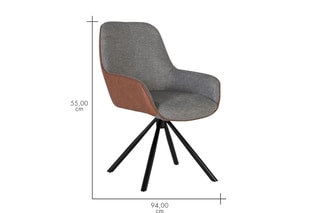 2 chaises pivotantes - Gris chiné et marron