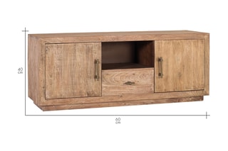 Meuble TV 2 portes en bois recyclé - 150 x 60 x 40 cm