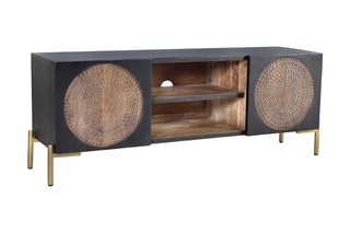 Meuble TV 2 portes 
Noir et naturel