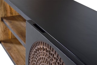Meuble TV 2 portes 
Noir et naturel