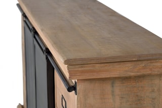 Meuble TV 2 portes - Naturel et noir