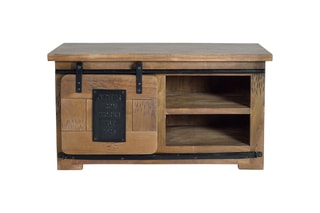 Meuble TV 1 porte - Naturel et noir