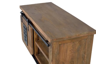Meuble TV 1 porte - Naturel et noir
