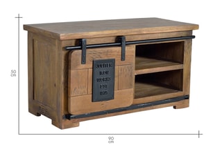 Meuble TV 1 porte - Naturel et noir