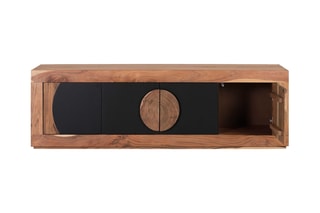 Meuble TV 4 portes - Naturel et noir