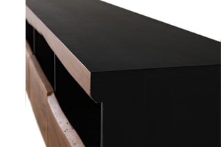 Meuble TV 3 tiroirs - Naturel et noir