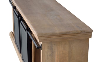Meuble TV 2 portes - Naturel et noir