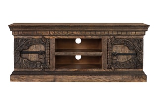 Meuble TV 2 portes en manguier massif - 150 x 61 x 40 cm