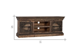 Meuble TV 2 portes en manguier massif - 150 x 61 x 40 cm