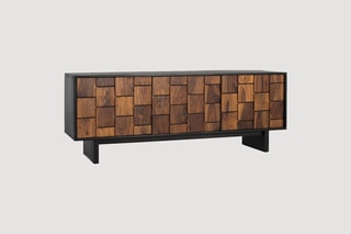 Meuble TV 3 portes en manguier et bois de sheesham - 160 x 61 x 40 cm