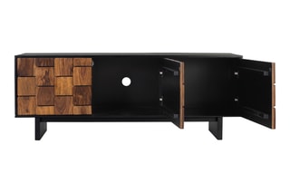 Meuble TV 3 portes en manguier et bois de sheesham - 160 x 61 x 40 cm