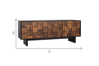 Meuble TV 3 portes en manguier et bois de sheesham - 160 x 61 x 40 cm