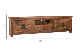Meuble TV 4 portes en bois - 220 x 60 x 40 cm