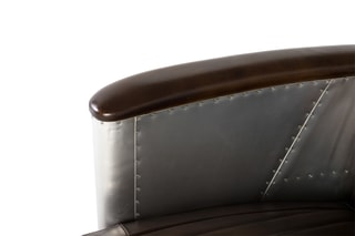 Fauteuil - Marron et argenté - En cuir et aluminium