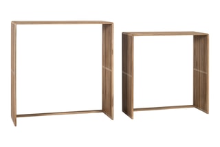 2 consoles gigognes en teck - 75 x 75 x 30/85 x 86 x 30 cm