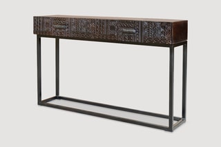 Console 2 tiroirs - Naturel et noir