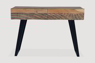 Console 2 tiroirs - 
Naturel et noir