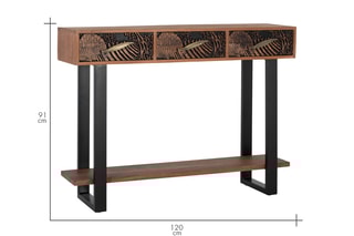 Console 3 tiroirs - Naturel et noir