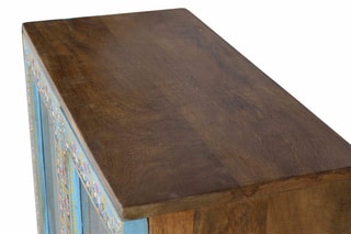 Commode 2 portes - 
Naturel et bleu