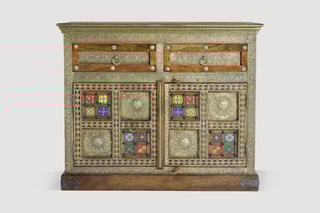 Commode 2 portes - Naturel et doré