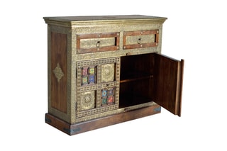 Commode 2 portes - Naturel et doré