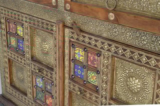 Commode 2 portes - Naturel et doré
