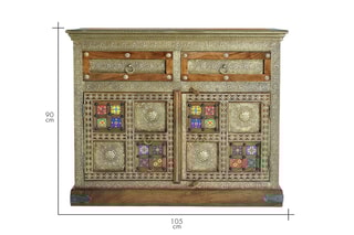 Commode 2 portes - Naturel et doré