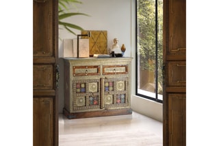 Commode 2 portes - Naturel et doré