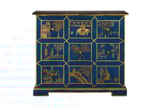 Commode 9 tiroirs - Bleu et doré