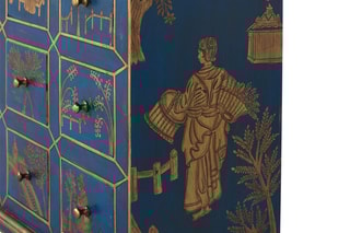 Commode 9 tiroirs - Bleu et doré