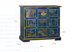 Commode 9 tiroirs - Bleu et doré
