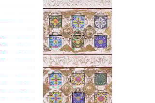 Commode 4 tiroirs - Blanc vieilli et doré