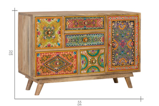Commode 1 porte en manguier - 81 x 55 x 32 cm