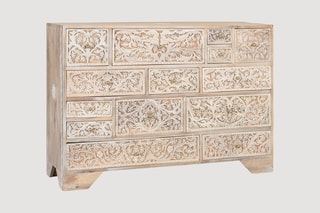 Commode 14 tiroirs en manguier - 115 x 80 x 36 cm