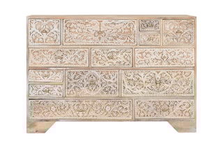 Commode 14 tiroirs en manguier - 115 x 80 x 36 cm