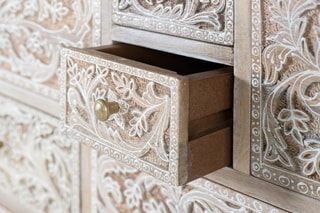 Commode 14 tiroirs en manguier - 115 x 80 x 36 cm