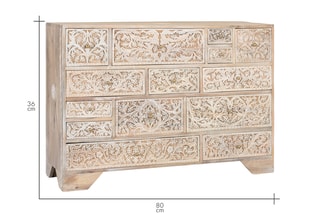 Commode 14 tiroirs en manguier - 115 x 80 x 36 cm