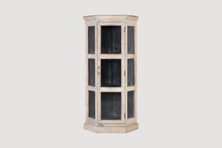 Vitrine d’angle 1 porte en manguier - 74 x 150 x 55 cm