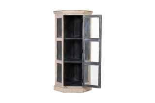 Vitrine d’angle 1 porte en manguier - 74 x 150 x 55 cm
