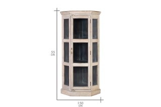 Vitrine d’angle 1 porte en manguier - 74 x 150 x 55 cm