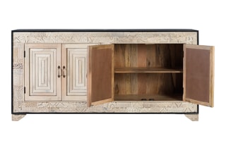 Buffet 4 portes en manguier massif - 195 x 95 x 41 cm 