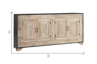 Buffet 4 portes en manguier massif - 195 x 95 x 41 cm 