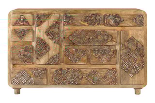 Buffet 2 portes en manguier massif - 148 x 90 x 42 cm