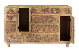 Buffet 2 portes en manguier massif - 148 x 90 x 42 cm
